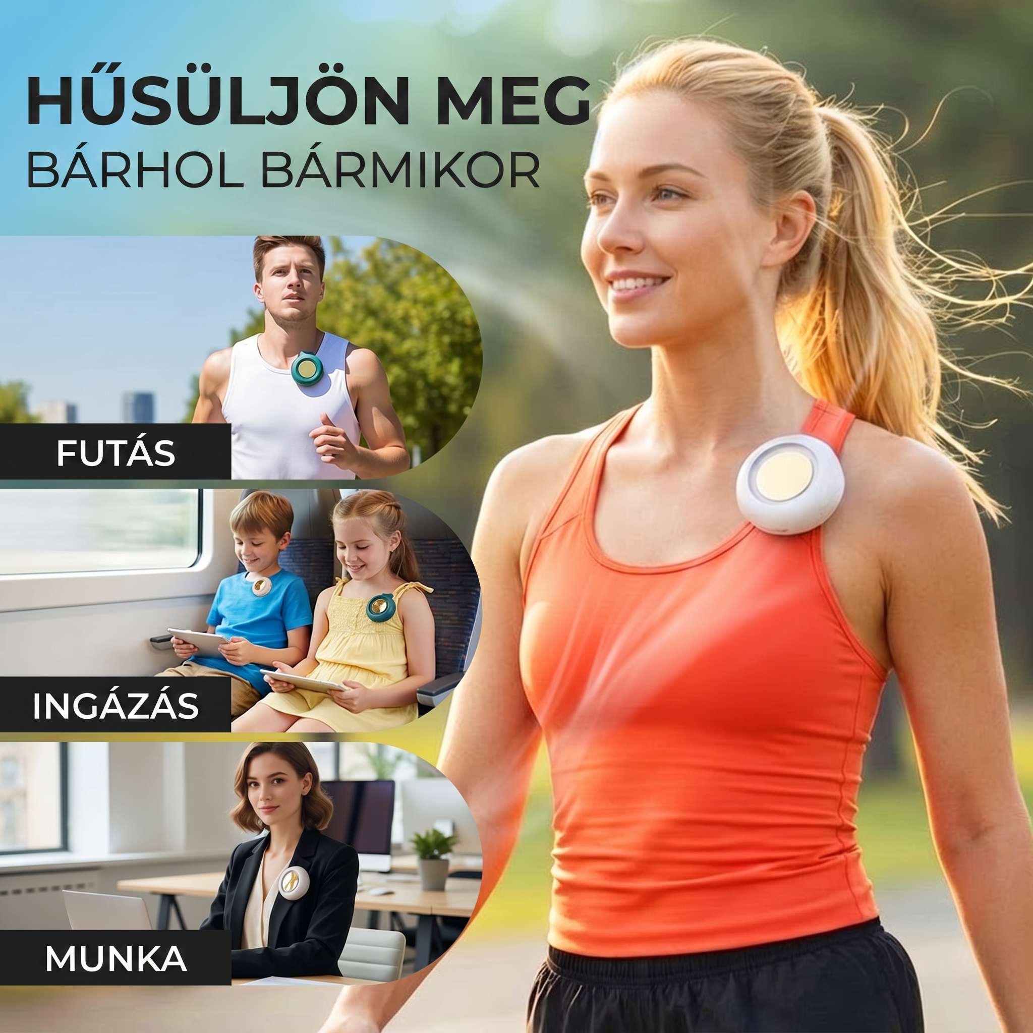 PKNEW® Hordozható Mini Lapátnélküli Csíptethető Ventilátor