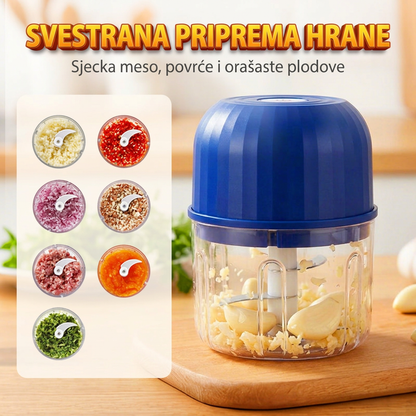 🌈🌈 Bežični električni mini sjeckalica – Snažan kuhinjski pomoćnik za brzo usitnjavanje mesa, povrća i dječje hrane ✨