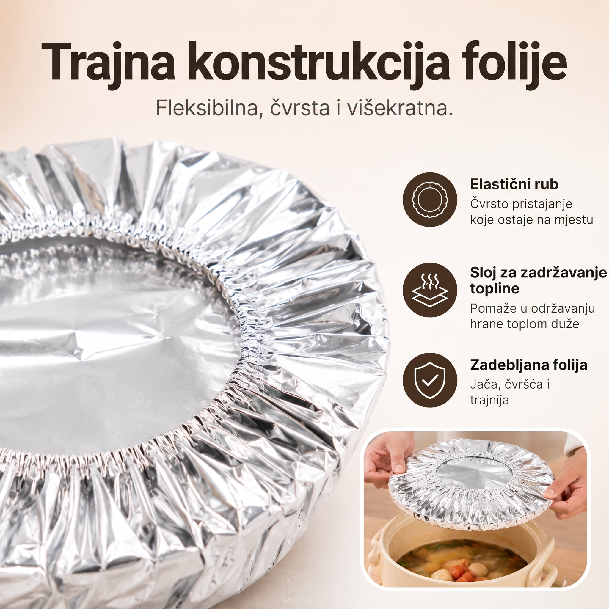 🔥🔥 PKNEW® Sklopivi poklopac za hranu od aluminijske folije | Održava hranu toplom, svježom i zaštićenom od vinskih mušica 💖