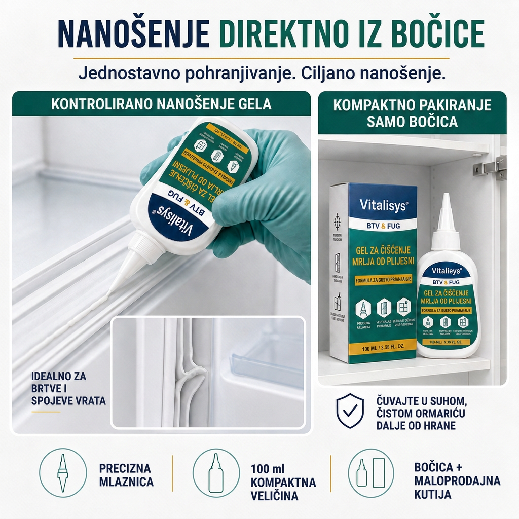 Vitalisys® Dubinski gel za čišćenje mrlja od plijesni 👑 – Gusta formula koja prianja za fuge, silikon i vlažne kutove 💎