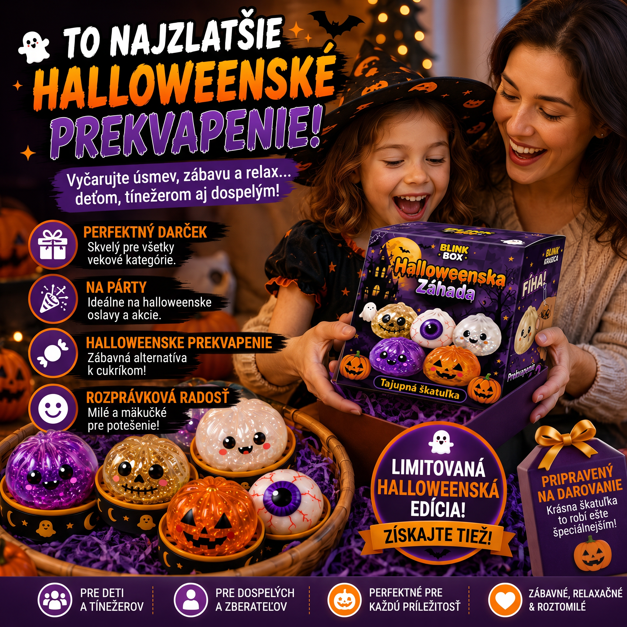 PKNEW® 70% ZĽAVA DNES 🎃 Halloweenska tajomná krabička s antistresovým knedlíčkom 💎