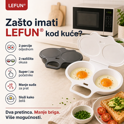 💎💎LEFUN® Brzi kalup za doručak za mikrovalnu pećnicu – 2 pretinca, 2 okusa, beskrajne mogućnosti 🍳💥