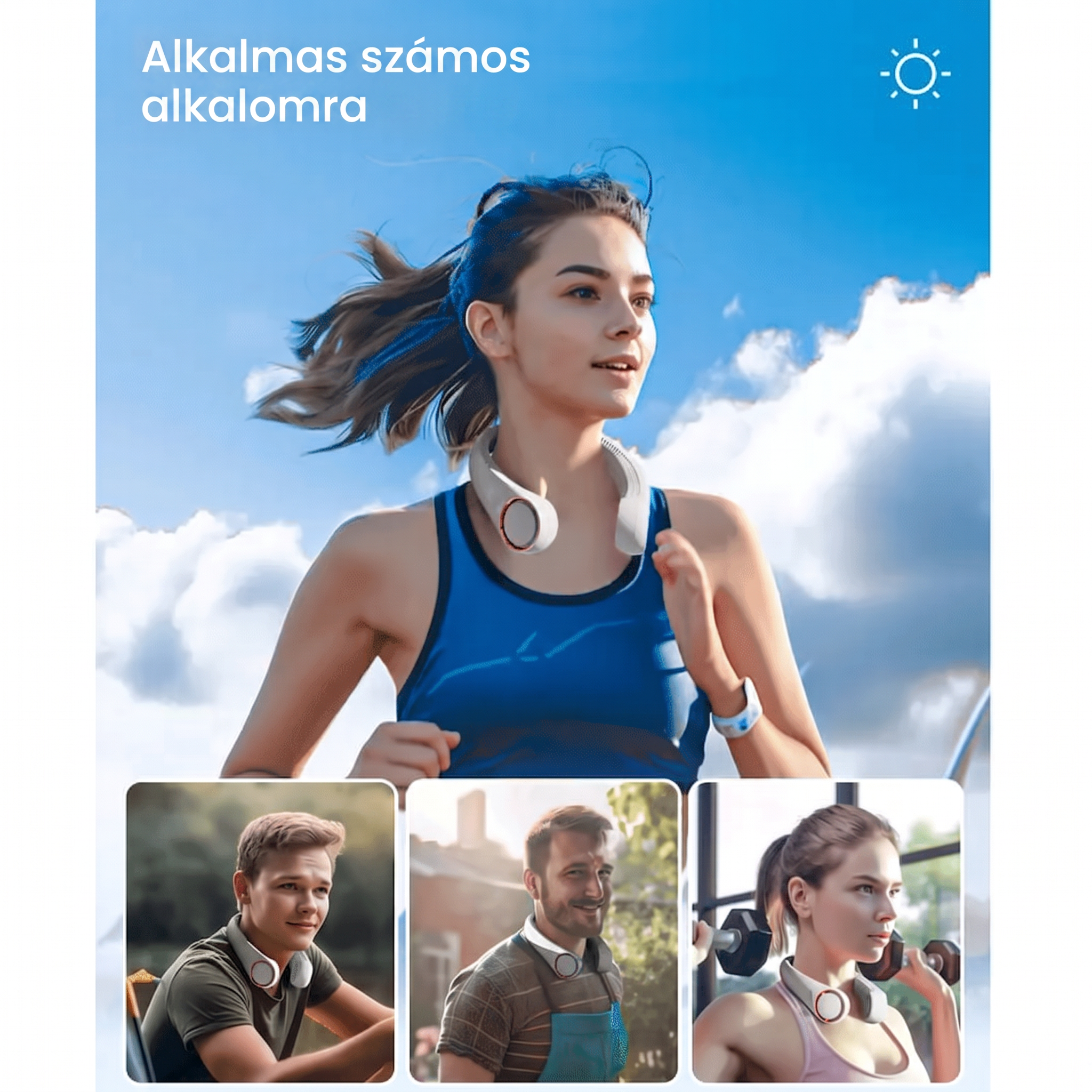 PKNEW® Hordozható nyakventilátor, lapátnélküli viselhető személyi ventilátor, kéz nélküli hűtés kültéri használatra és irodába 💎