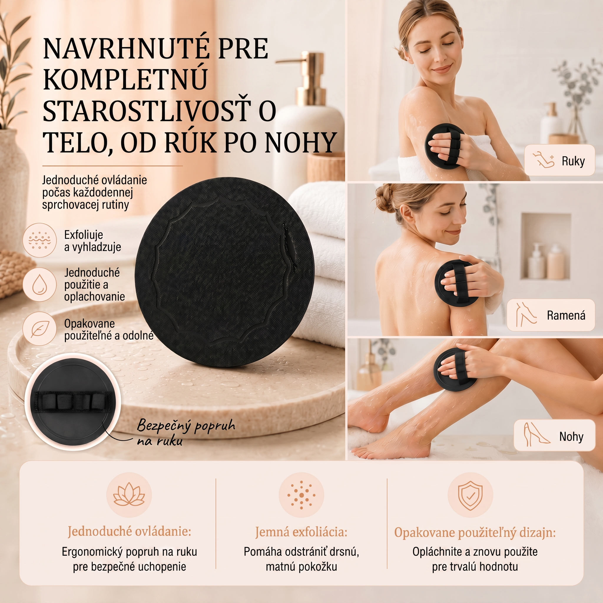 🔥🔥🚿 Hĺbkovo čistiace exfoliačné telové žinky – Jemný odstraňovač odumretej kože & SPA kúpeľňová špongia 💎
