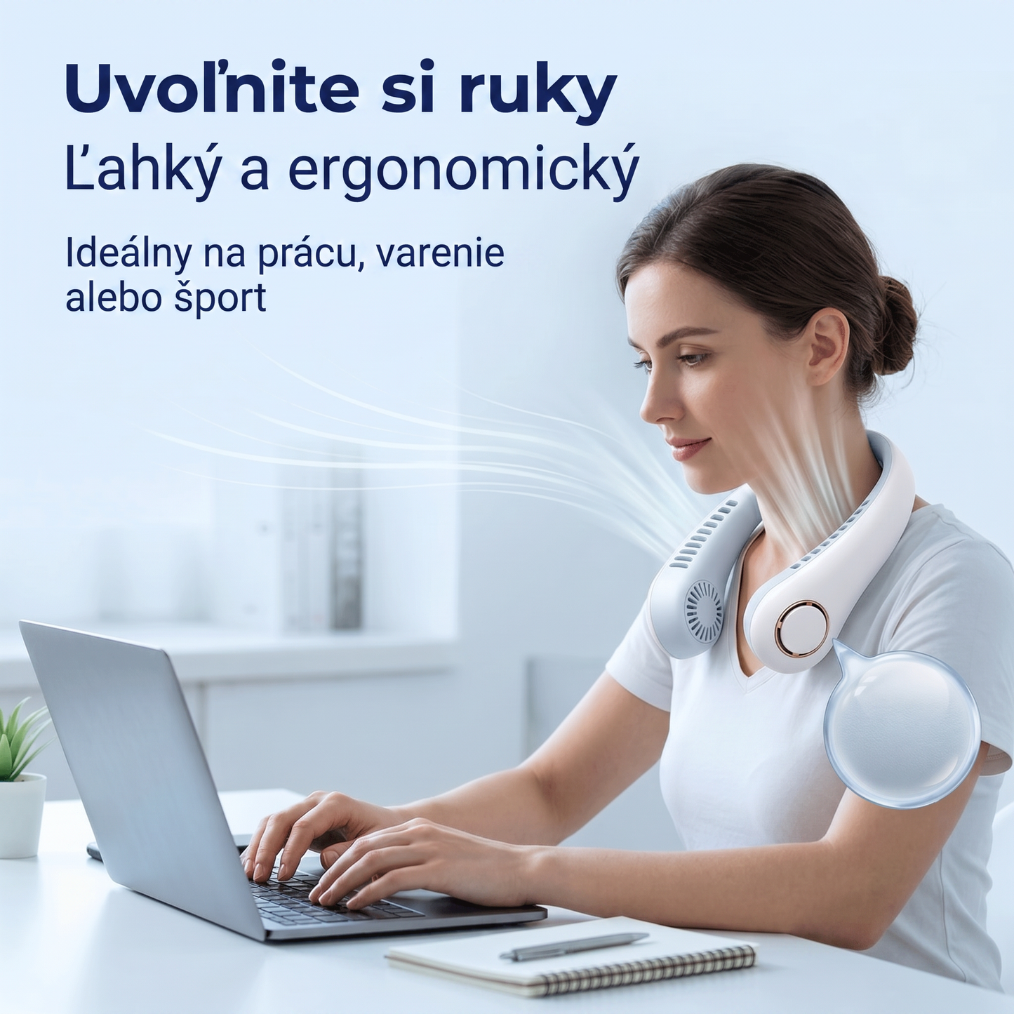 🔥🔥 PKNEW® Prenosný ventilátor na krk, nositeľný osobný ventilátor bez lopatiek, chladenie bez rúk do exteriéru a kancelárie