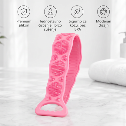 🌈🌈Vitalisys®🙌 Duga silikonska četka za leđa – lako dopire do cijelih leđa | Dvostrana piling četka za tuširanje s dvije ručke – za čistoću i veću udobnost tijekom kupanja🚿