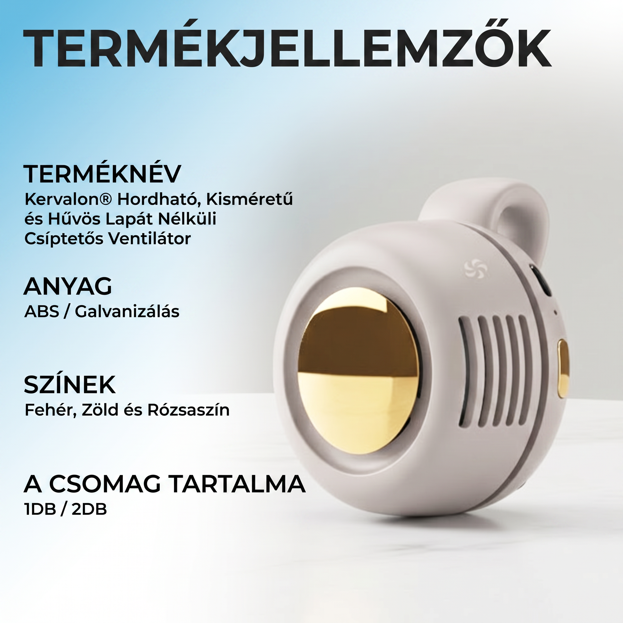 PKNEW® Hordozható Mini Lapátnélküli Csíptethető Ventilátor