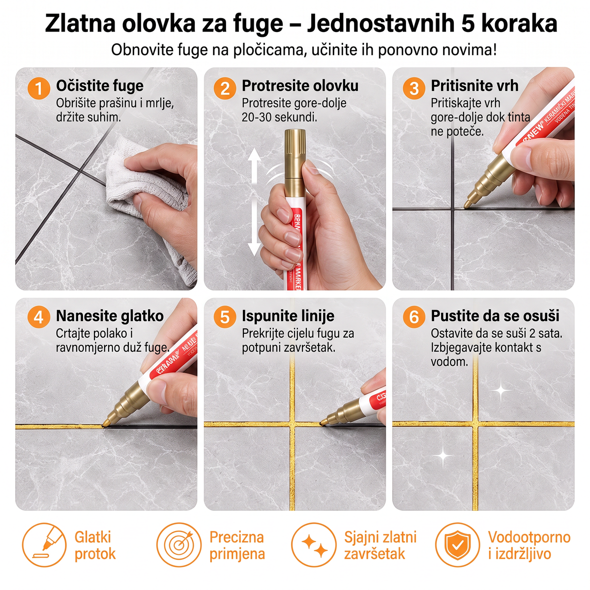 🔥🔥PKNEW® Vodootporni marker / kist protiv plijesni za keramičke pločice! 🖌️