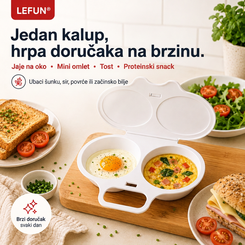 💎💎LEFUN® Brzi kalup za doručak za mikrovalnu pećnicu – 2 pretinca, 2 okusa, beskrajne mogućnosti 🍳💥