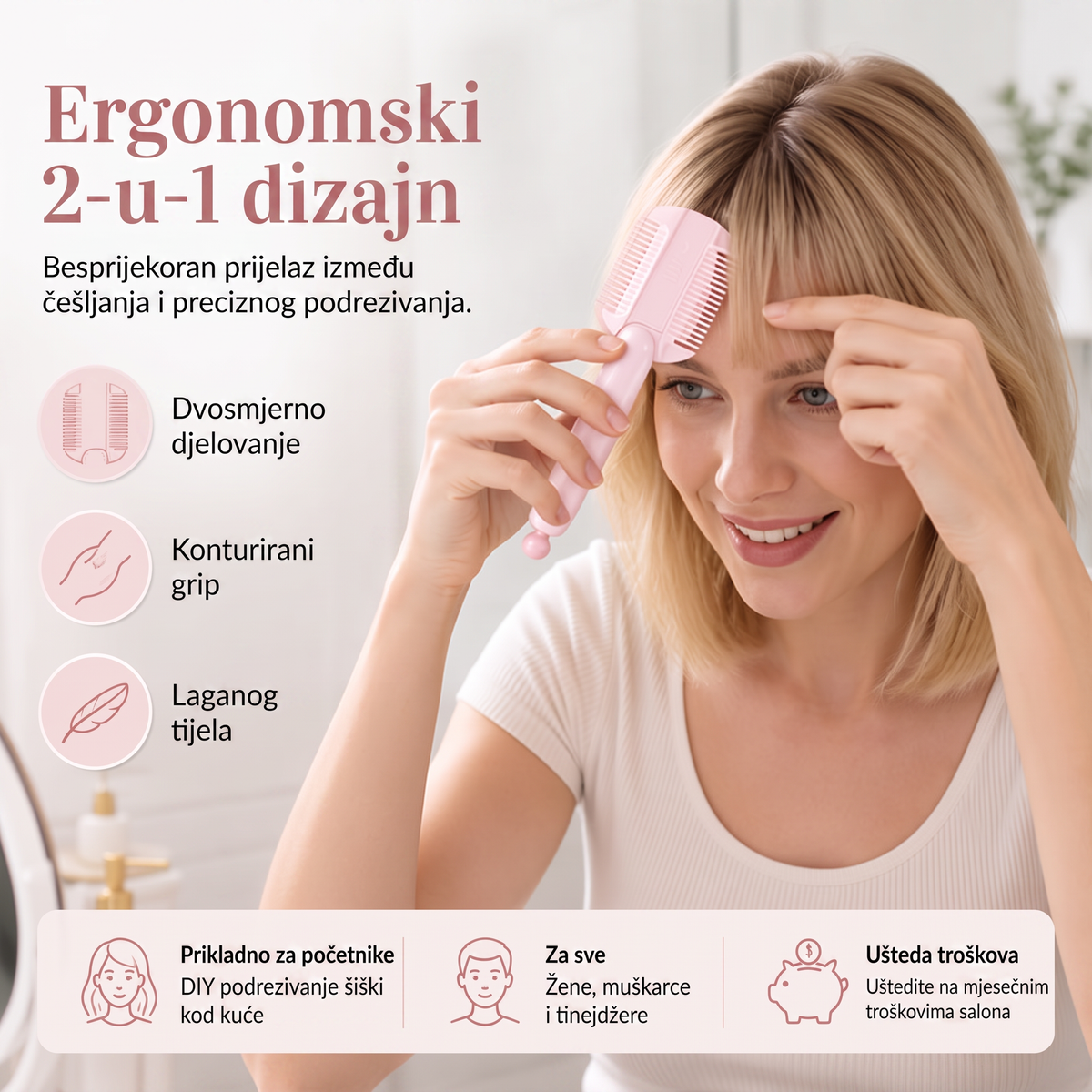 🔥🔥Zaboravite na posjete frizerskim salonima ✂️ Češalj za šišanje i stanjivanje kose sa 4 stupnja – jednostavno oblikovanje šiški, stanjivanje i uređivanje kose kod kuće 👸
