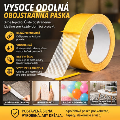 🔥🔥PKNEW® Odolná obojstranná páska 🍇, silné lepidlo, vodoodolná a odstrániteľná, nezanecháva stopy, ideálna na koberce, tapety, balóny a domáce použitie. 🔥