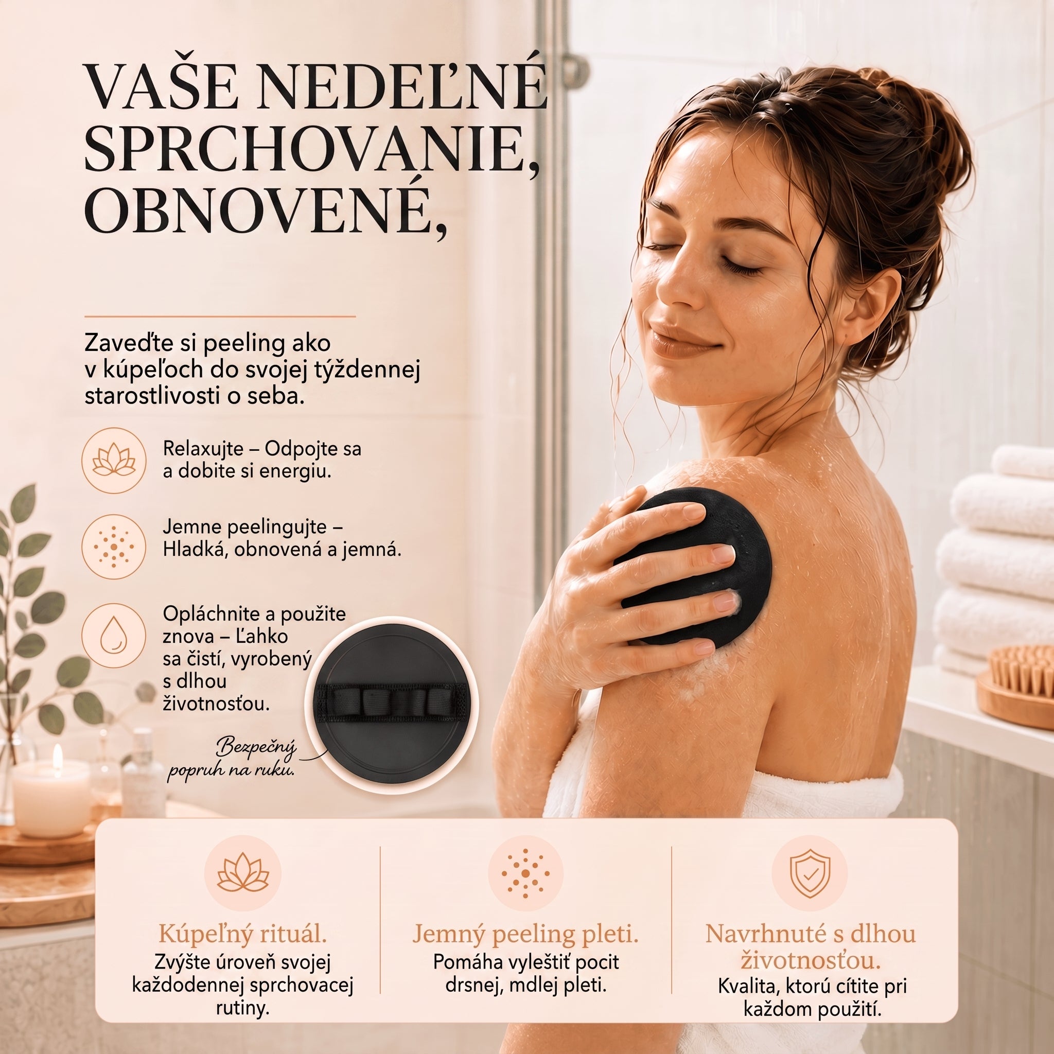 🔥🔥🚿 Hĺbkovo čistiace exfoliačné telové žinky – Jemný odstraňovač odumretej kože & SPA kúpeľňová špongia 💎