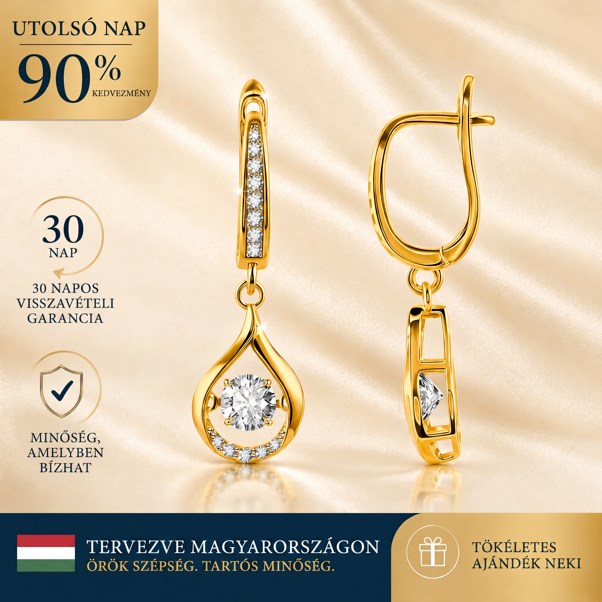 MA 90% KEDVEZMÉNY: 1 karátos „Táncoló” Moissanite fülbevaló – Tiszta S925 kényelem és csillogás, amit megérdemelsz! 💖