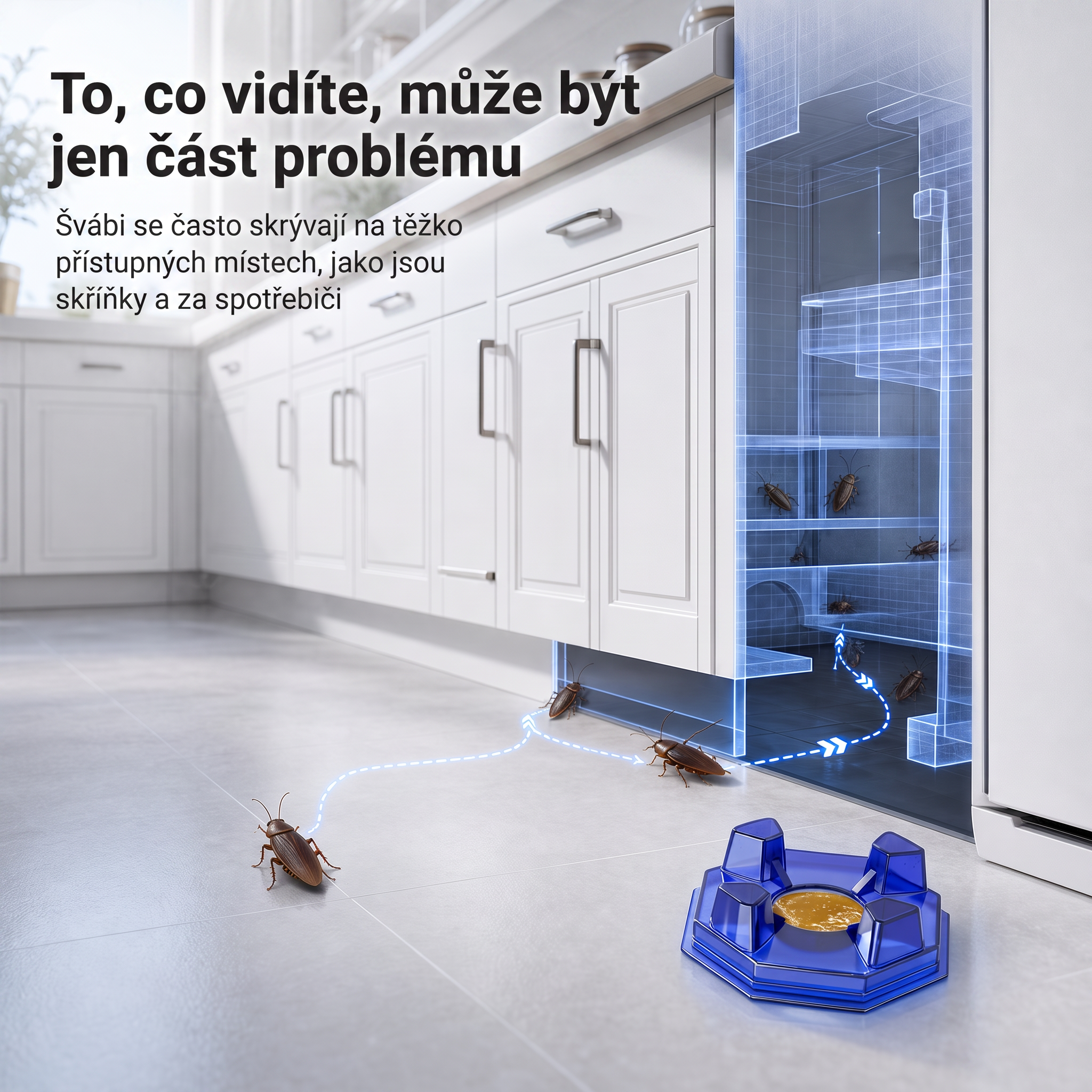 PKNEW® 🪳 Inteligentná nástrahová stanica proti švábom s reťazovým účinkom 🛡️ – zasiahne aj skryté ohniská, pomáha zlikvidovať celú kolóniu a chráni domácnosť až 2 roky 💎