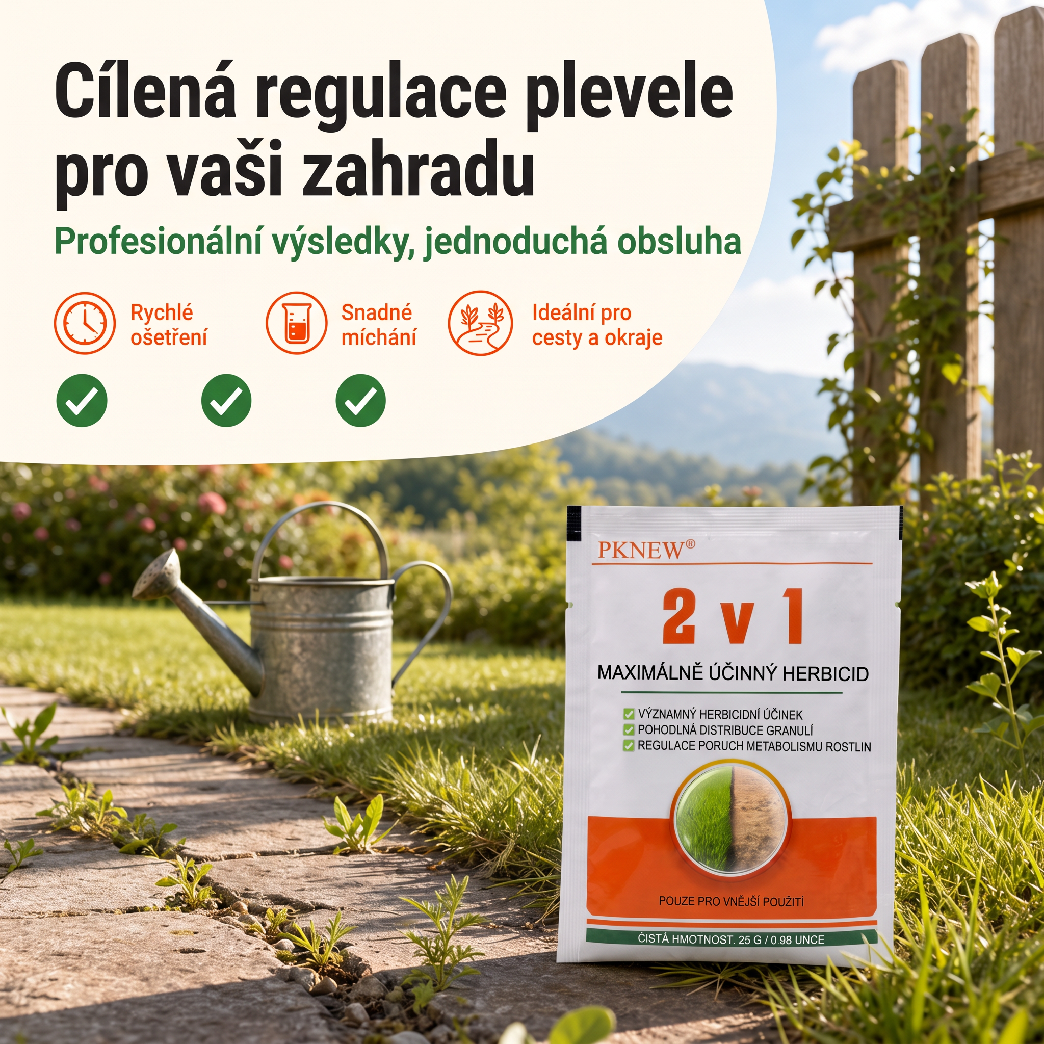PKNEW® Granulovaný prípravok proti burine 2 v 1 Max Power 👑 – viditeľný účinok už za 6 hodín, ľahké rozmiešanie vo vode a cielené použitie na škáry, chodníky, ploty aj štrkové plochy 💎