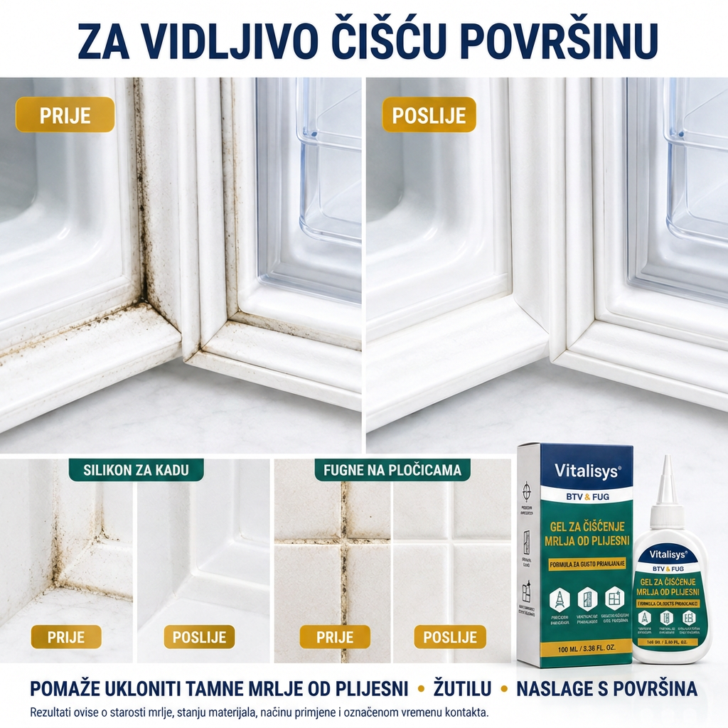 Vitalisys® Dubinski gel za čišćenje mrlja od plijesni 👑 – Gusta formula koja prianja za fuge, silikon i vlažne kutove 💎
