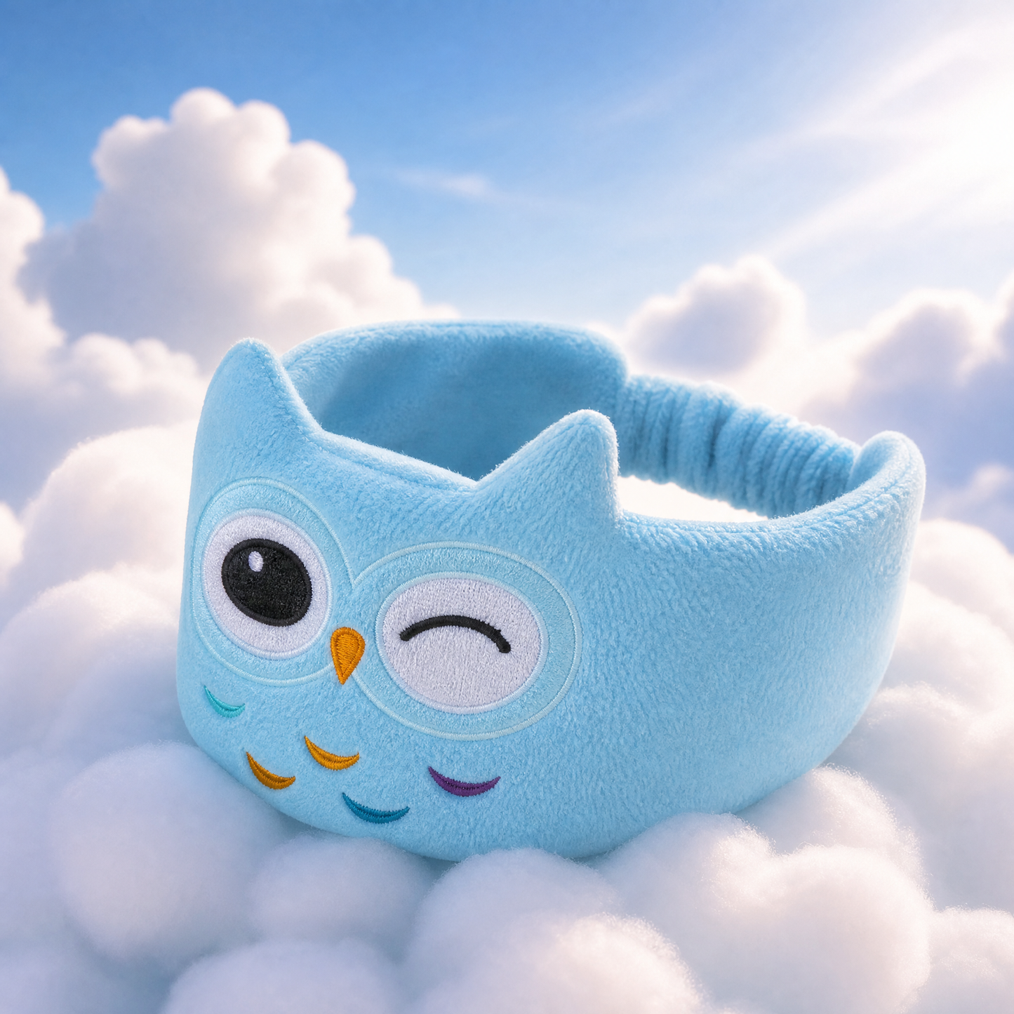 Blueshot® 🍈Kids Bluetooth Headband Headphones, 🦉 Soft Fleece Sleep & Travel Earphones, Volume-Limited Wireless Audio, Washable Animal Headband for Toddlers & Kids
