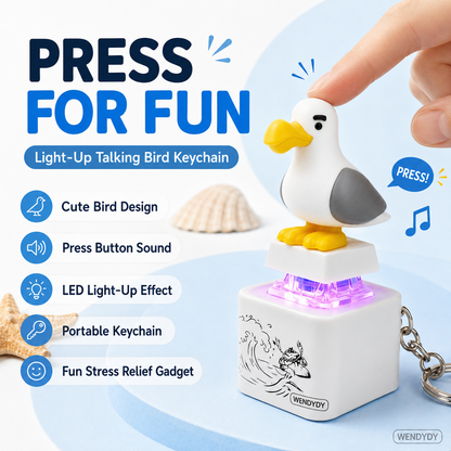 ✨Mine Little Bird Voice-Activated Light-Up Electronic Keychain: Squeeze-to-Play Duck-Shaped Creative Keychain