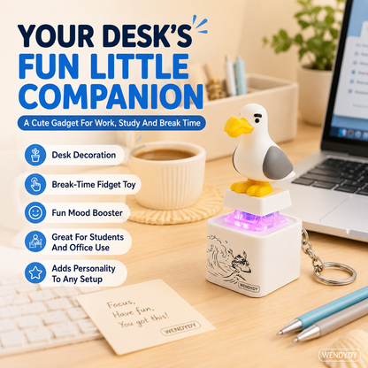 ✨Mine Little Bird Voice-Activated Light-Up Electronic Keychain: Squeeze-to-Play Duck-Shaped Creative Keychain