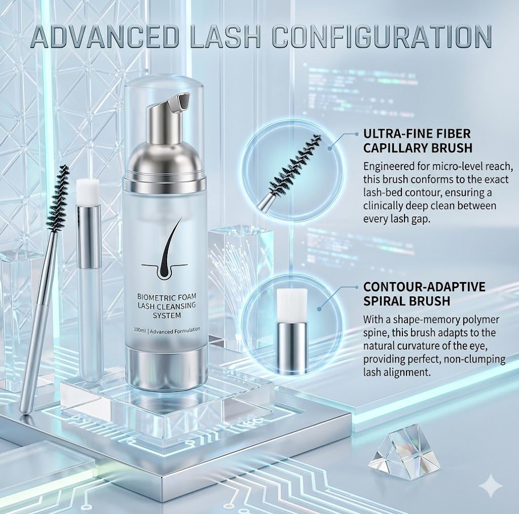 Deep Cleansing Eyelash Foam Shampoo: 100ml Lash Cleanser & Makeup Remover for Eyelid Extensions | Includes Wand & Brush