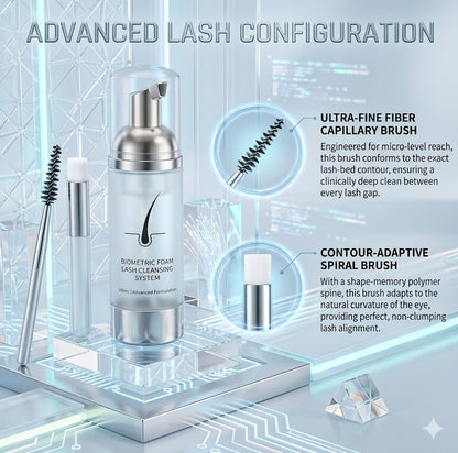 Deep Cleansing Eyelash Foam Shampoo: 100ml Lash Cleanser & Makeup Remover for Eyelid Extensions | Includes Wand & Brush