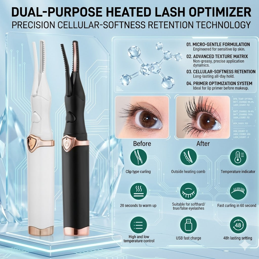 Natural Curling Heated Eyelash Curler for All Lash Types - 3 Temperature Control & Rechargable