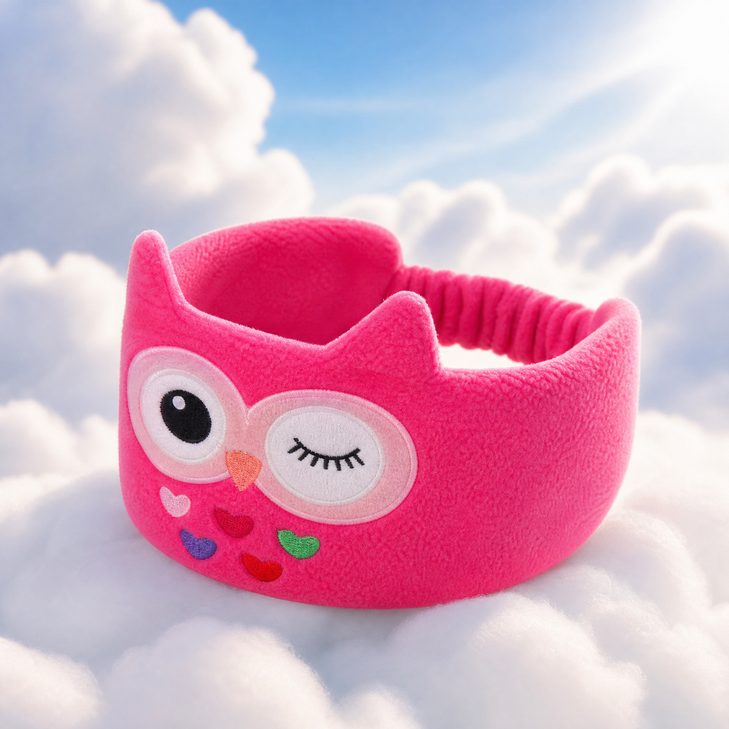 Blueshot® 🍈Kids Bluetooth Headband Headphones, 🦉 Soft Fleece Sleep & Travel Earphones, Volume-Limited Wireless Audio, Washable Animal Headband for Toddlers & Kids