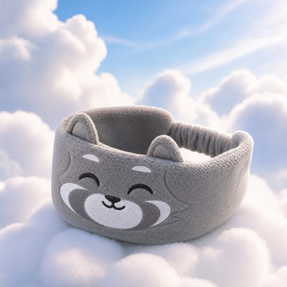 Blueshot® 🍈Kids Bluetooth Headband Headphones, 🦉 Soft Fleece Sleep & Travel Earphones, Volume-Limited Wireless Audio, Washable Animal Headband for Toddlers & Kids