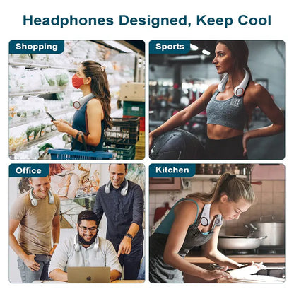 PKNEW®Portable Neck Fan, Bladeless Wearable Personal Fan, Hands-Free Cooling for Outdoor & Office