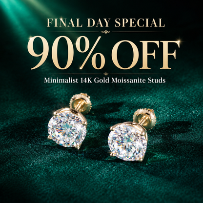 14K gold-plated solitaire four-prong stud earrings featuring lab-grown moissanite and S925 sterling silver  Final Day Special: Save a Massive 90% 🔥