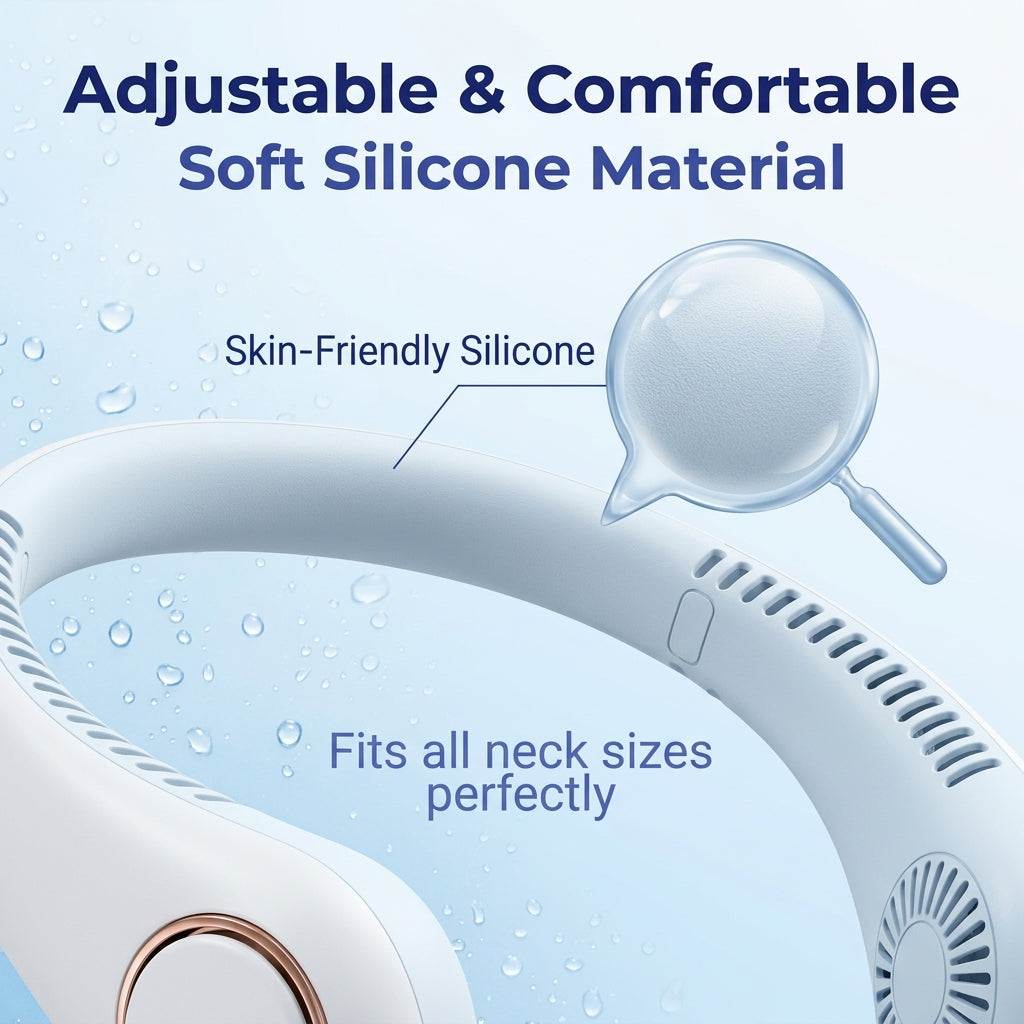 PKNEW®Portable Neck Fan, Bladeless Wearable Personal Fan, Hands-Free Cooling for Outdoor & Office