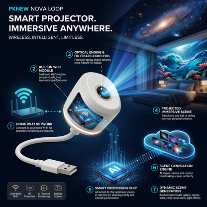 30% OFF! 🎁 PKNEW® NEXT-GEN SMART PROJECTION HD Smart Dynamic 5D Holographic Night Light Projector