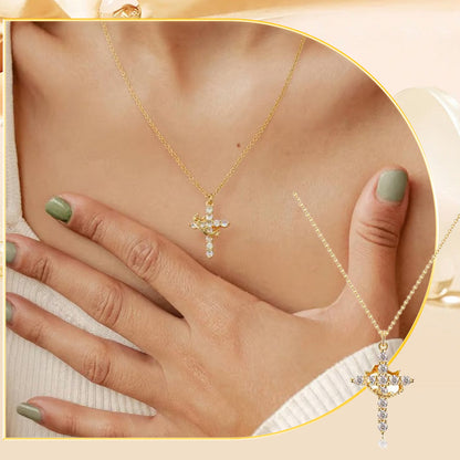 🔥 70% OFF NOW! Crown with Cross Pendant Necklace – Elegant Faith-Inspired Design – Double-sided detail & gold/silver options – perfect for daily wear ✨