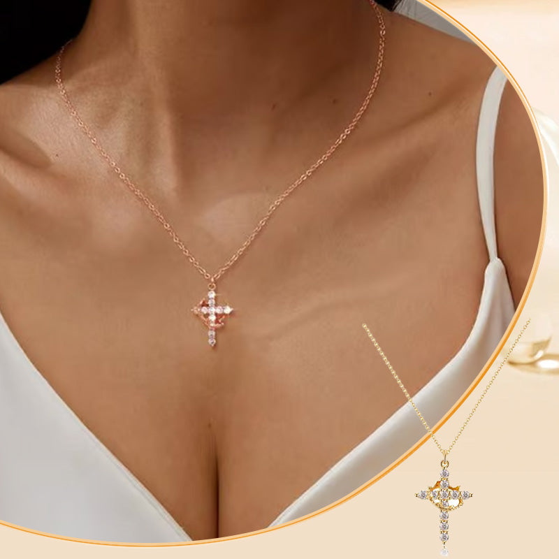 🔥 70% OFF NOW! Crown with Cross Pendant Necklace – Elegant Faith-Inspired Design – Double-sided detail & gold/silver options – perfect for daily wear ✨